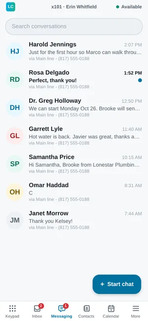 Cannon VoIP app: Messages