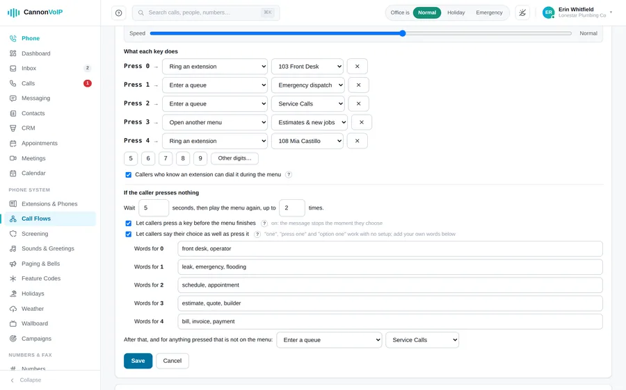 Phone menu editor