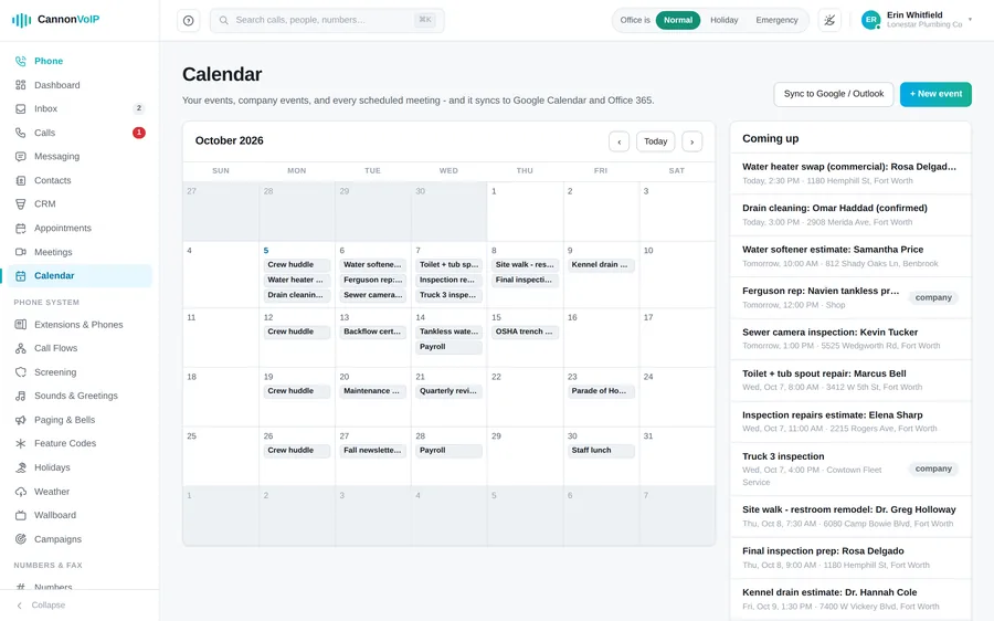 Built-in calendar
